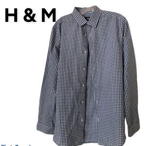 H & M Long Sleeve Slim fit Plaid Shirt Blue M